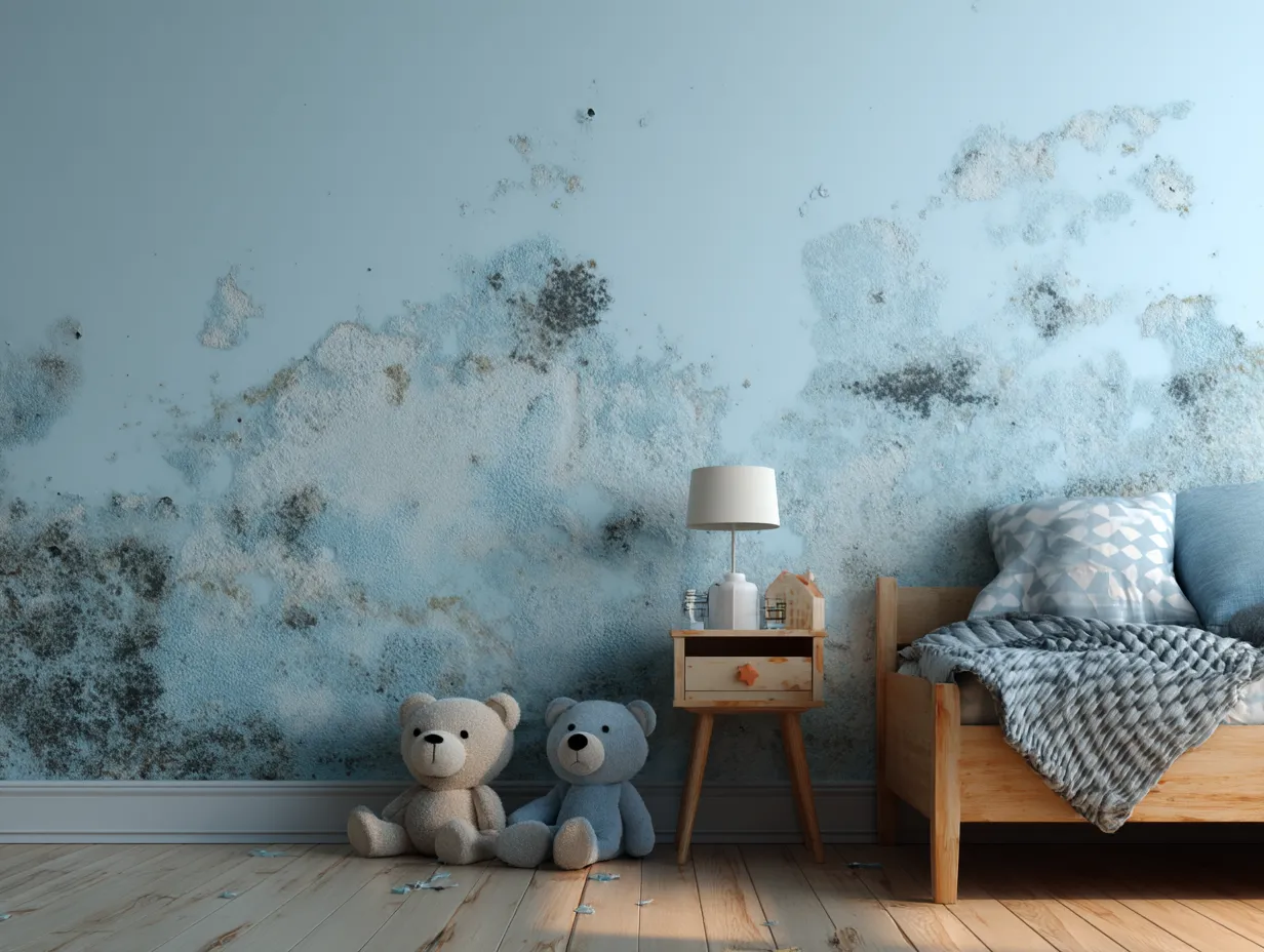 Kinderzimmer mit Schimmel an der Wand