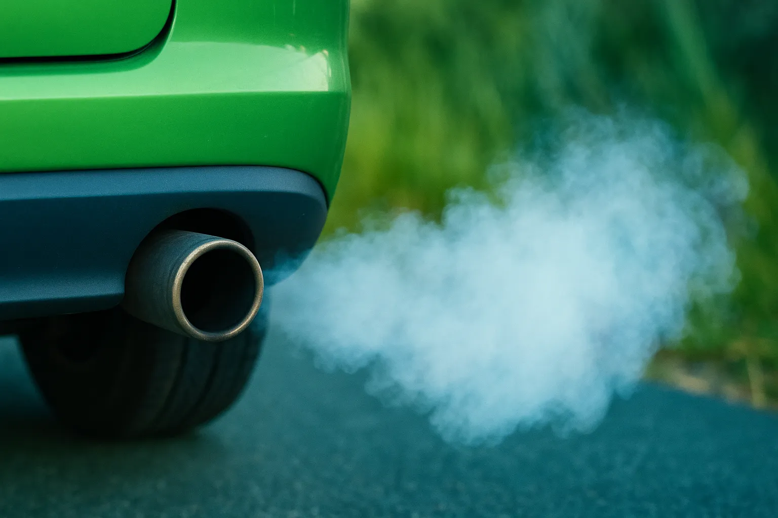 Auspuff eines Autos, aus dem Abgase austreten
